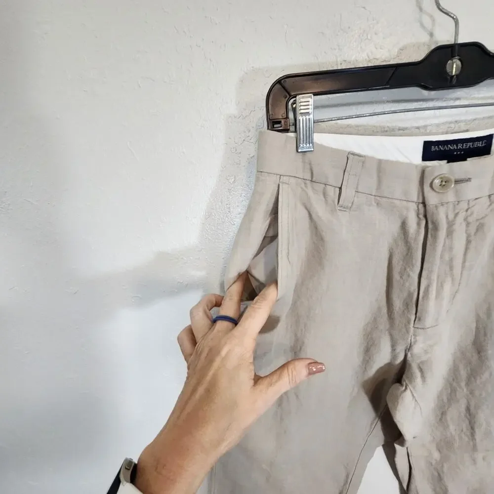 Banana Republic Linen Men 30x30 Pants Beige Chino Lightweight Resort Classic